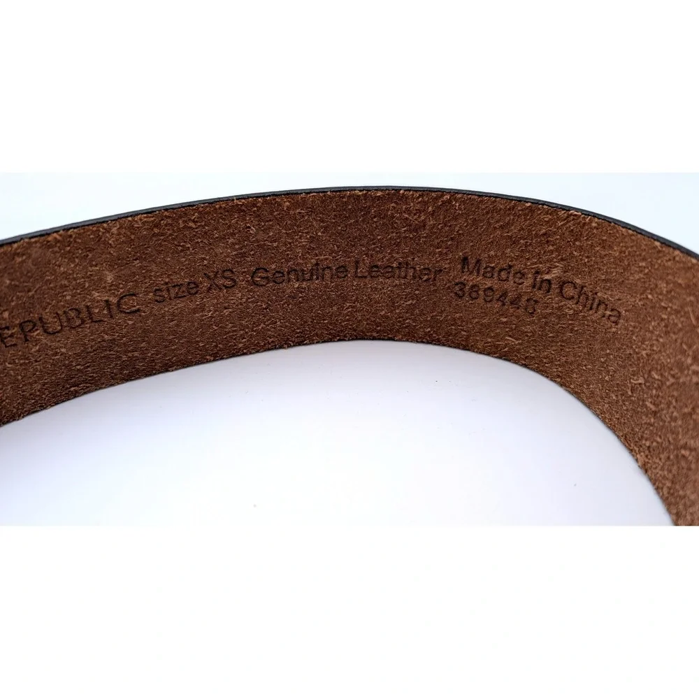 Banana Republic Womens Brown Leather D-Ring Belt Antique Brass Buckle Size XS